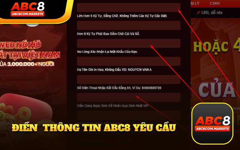 Điền các thông tin đúng yêu cầu mà ABC8 mong muốn